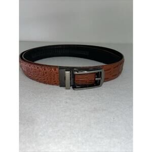 High Quality Men Faux Alligator Crocodile Snake Skin Faux Leather Stitched Belt